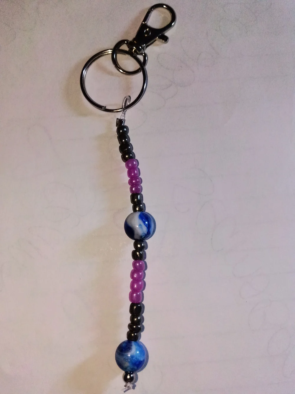 Handmade Purple & Blue Beaded Keychain - Women Accessories